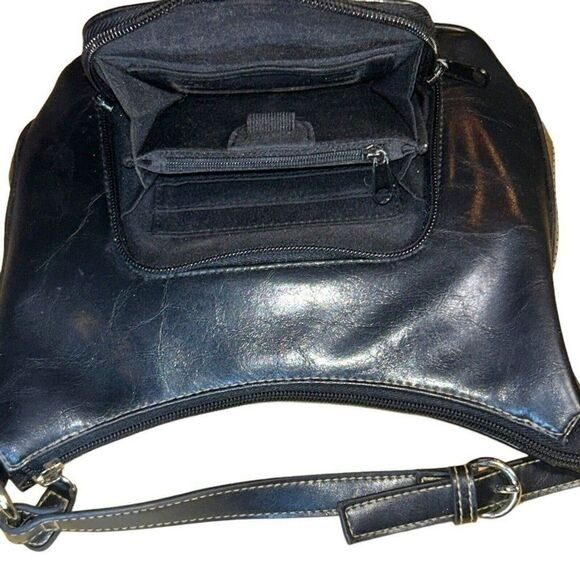 Rosetti Black Faux Leather Shoulder Bag Purse w/ Built-in Wallet Compartment - Picture 9 of 12